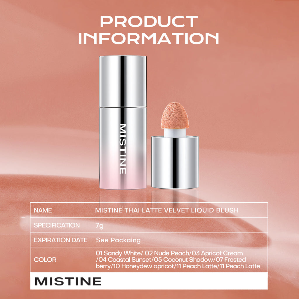 Mistine Thai Latte Liquid Blush Translucent Natural Blending Foundation Smooth Color Retention 7g 1 Piece
